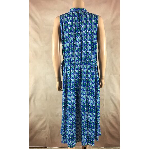 Anne Klein Plus Size 1X Blue Printed Drawstring Midi Dress NEW - Picture 10 of 11